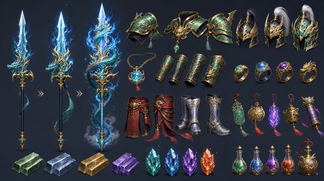 Dragon Spear Equipment and Item Collection