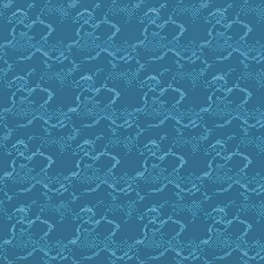 Image: pixel art top-down still water tile, 64x64 seamles