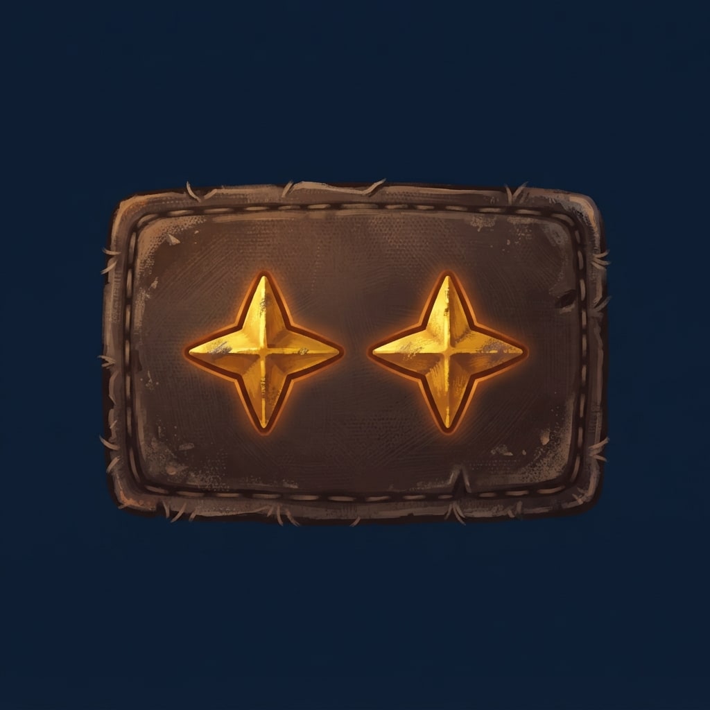 Image: A single military rank insignia patch, painted gam