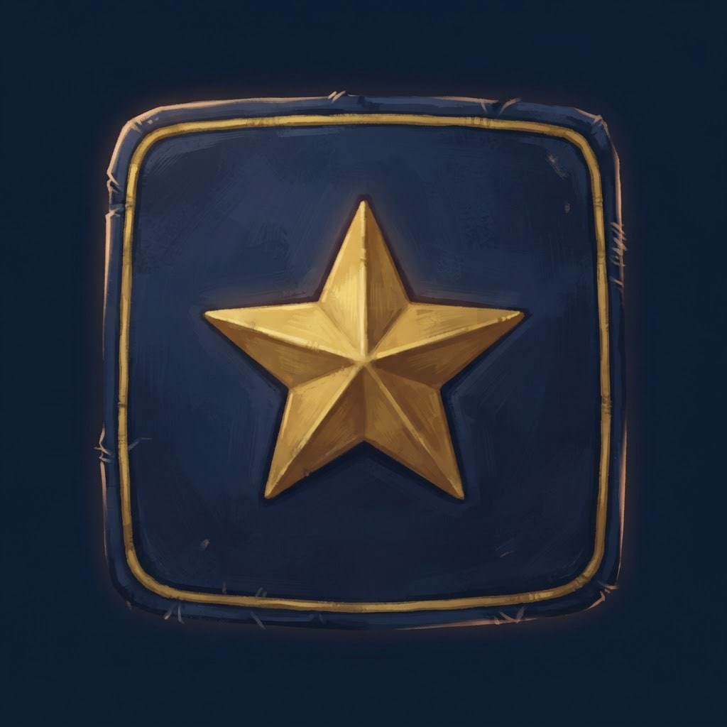 Image: A single military rank insignia patch, painted gam