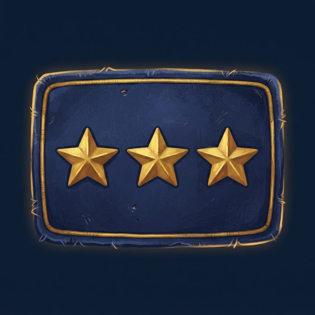 Image: A single military rank insignia patch, painted gam