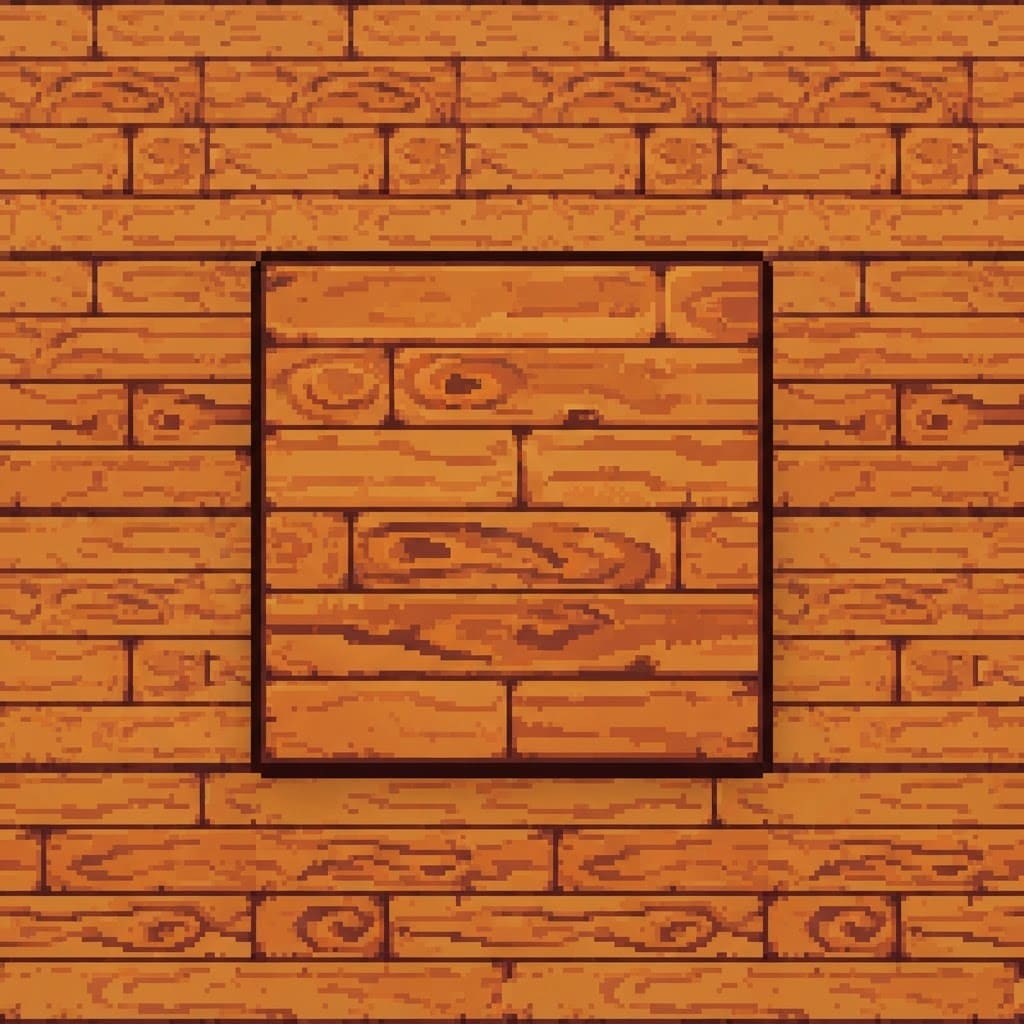 Image: pixel art top-down wood plank floor tile for a coz