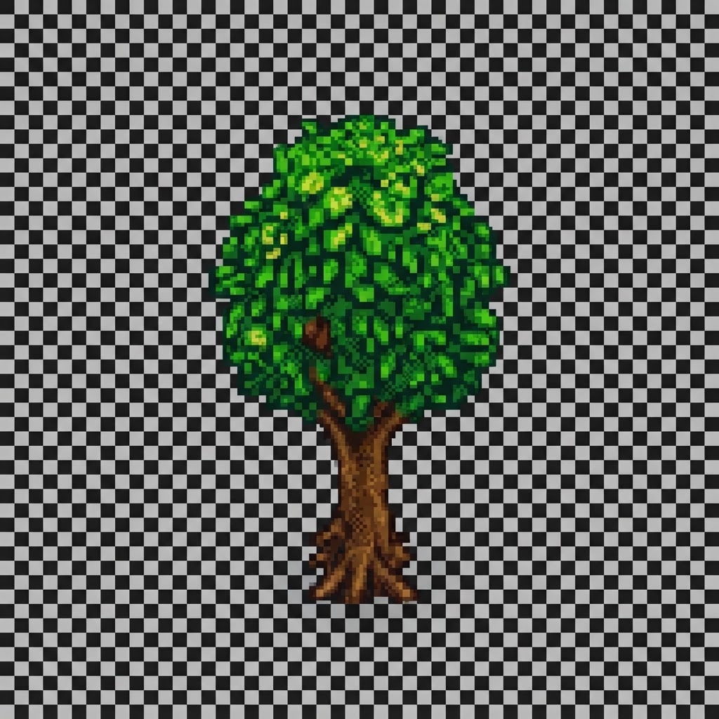 Image: pixel art small deciduous tree game asset, Stardew