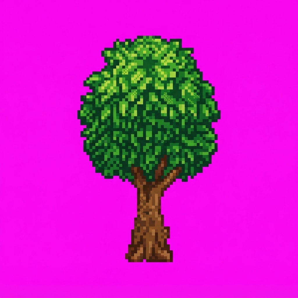Image: pixel art small deciduous tree game asset, Stardew