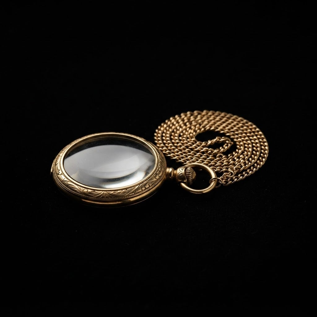 Image: Product photograph of an antique gold monocle with