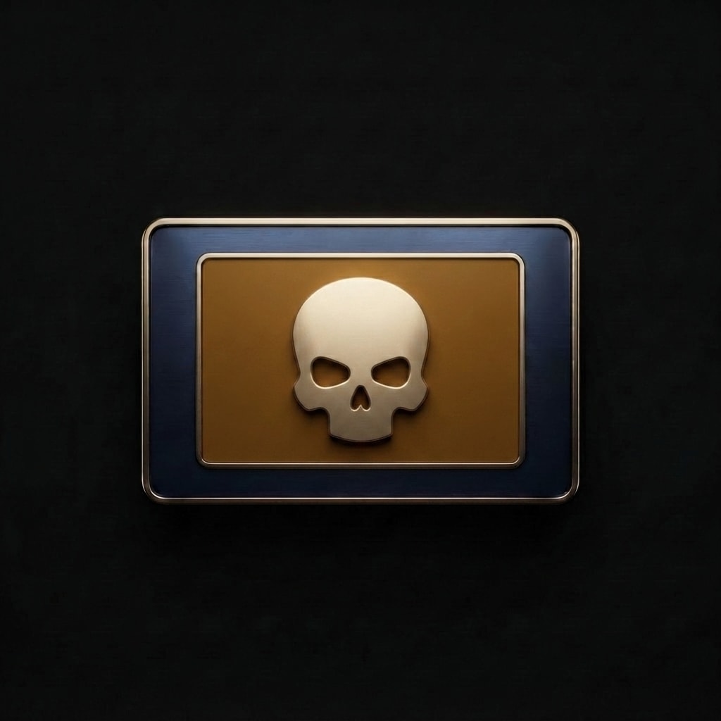 Image: Keep this exact badge: same navy blue metal frame,