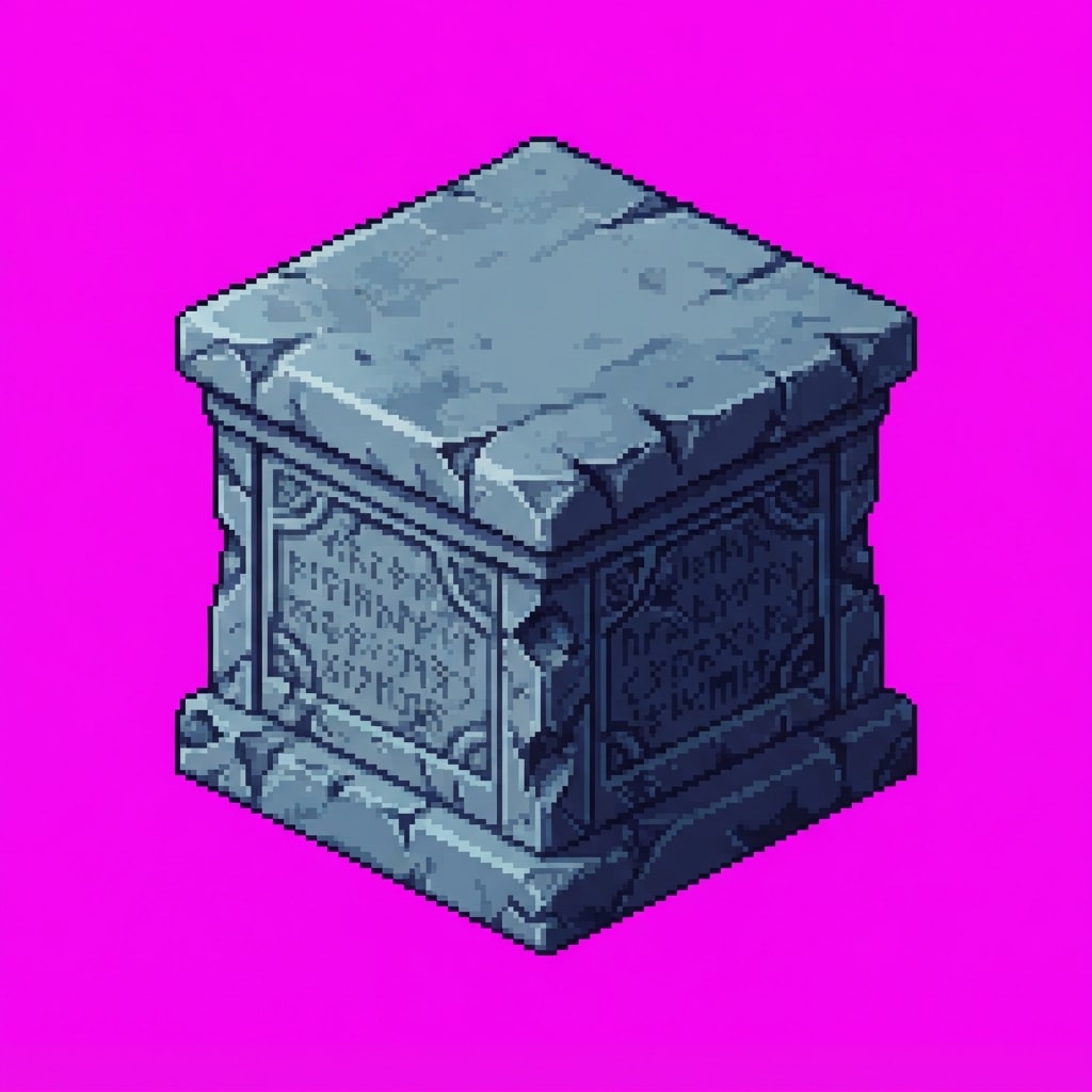 Image: Pixel art sprite of a short ornate stone pedestal