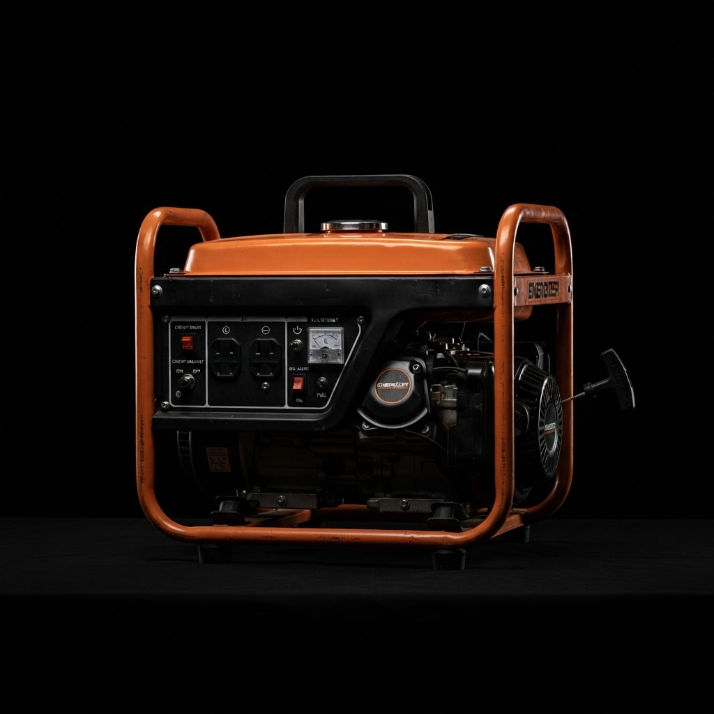 Image: Product photograph of a small portable petrol gene