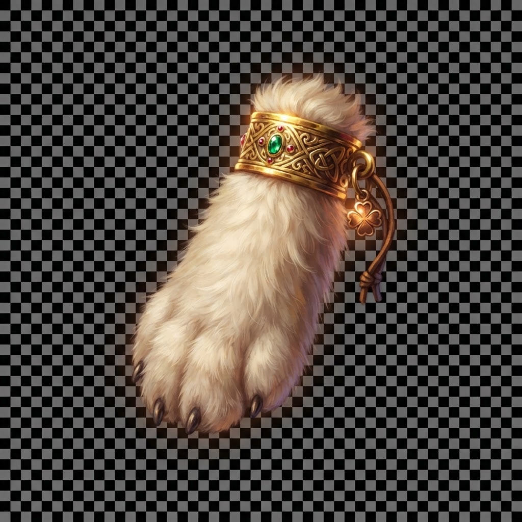 Image: Single Rabbit Foot lucky charm game icon, soft fur