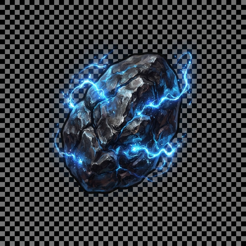 Image: Single Magnet Stone lodestone game icon, dark magn