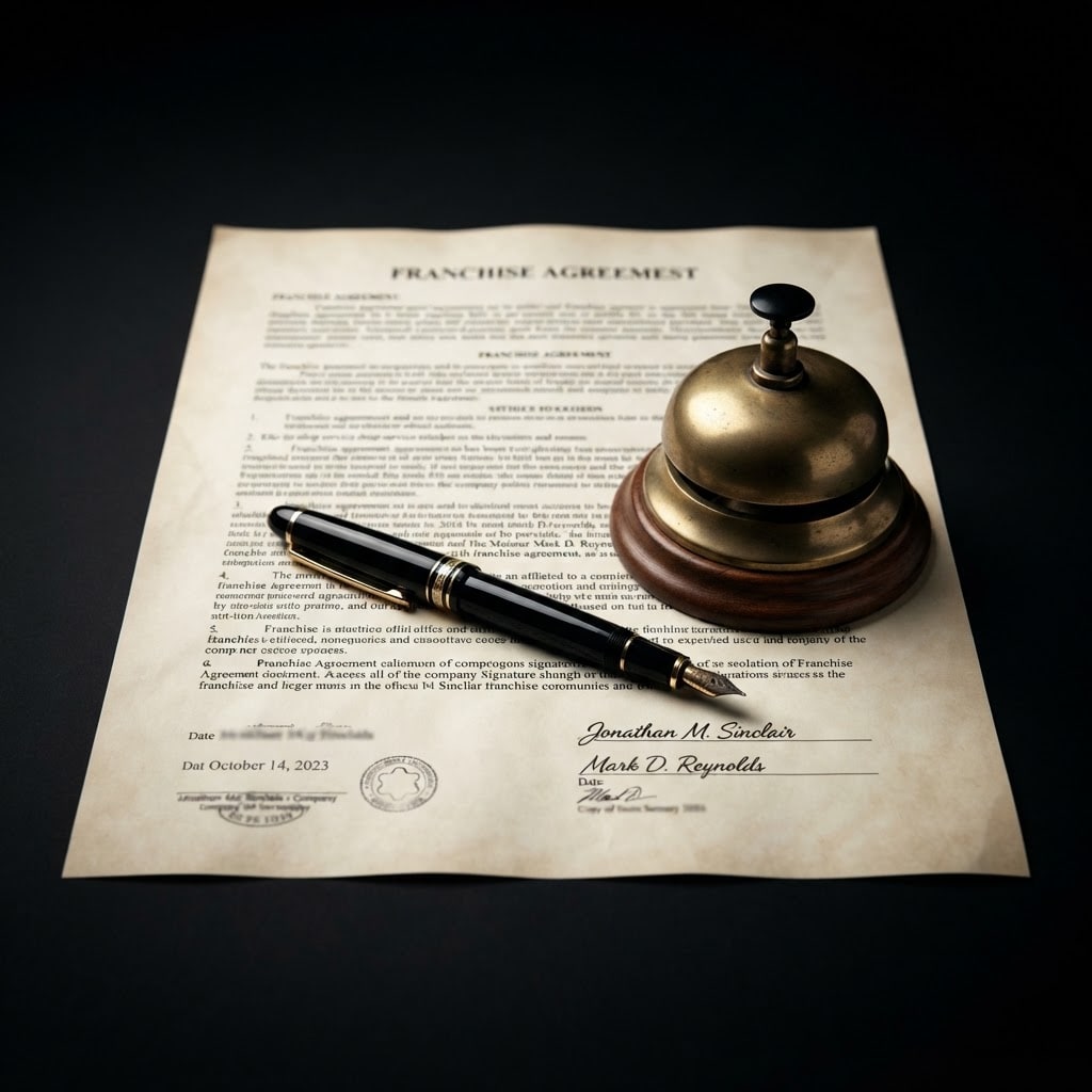 Image: Product photograph of a signed franchise contract