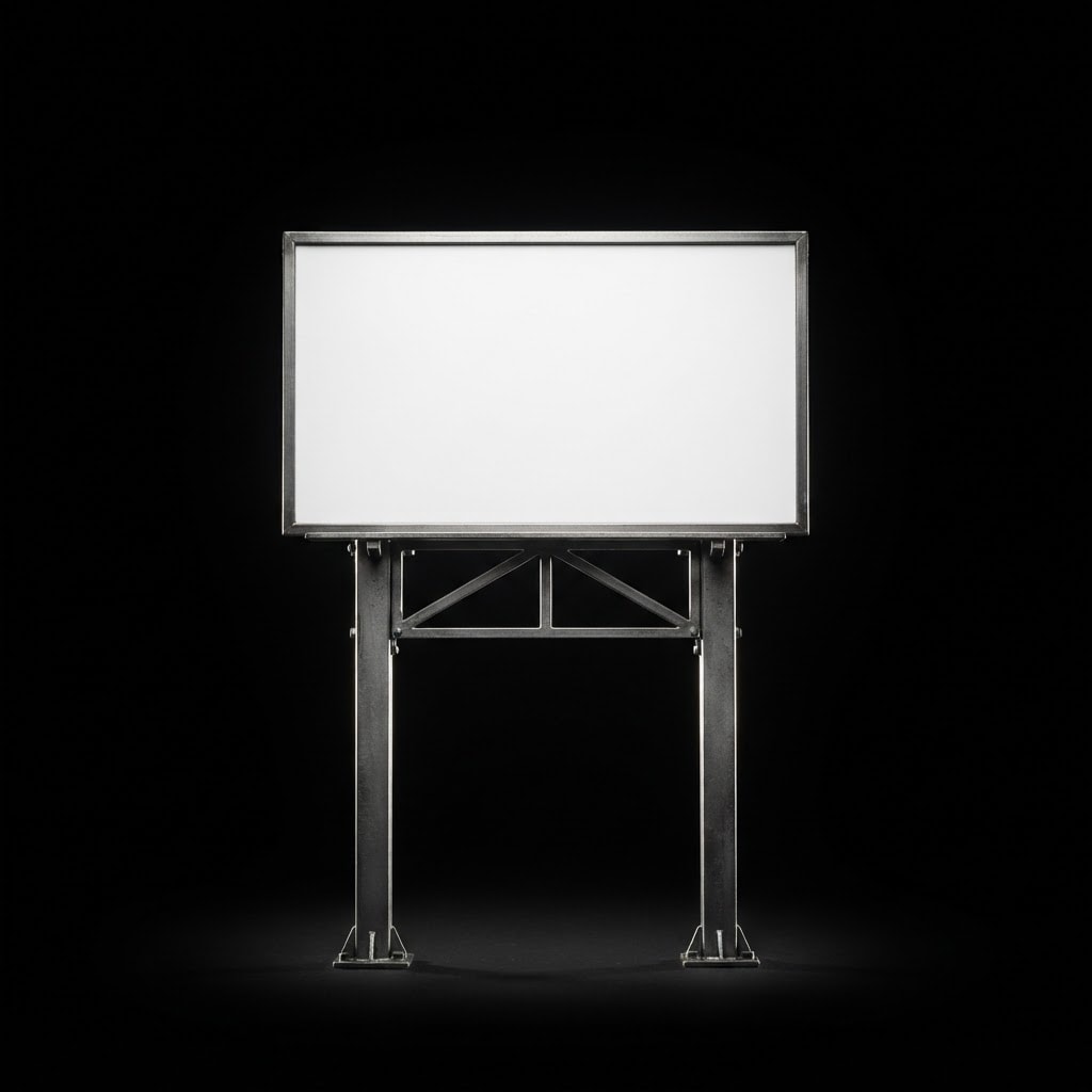 Image: Product photograph of a roadside billboard on stee
