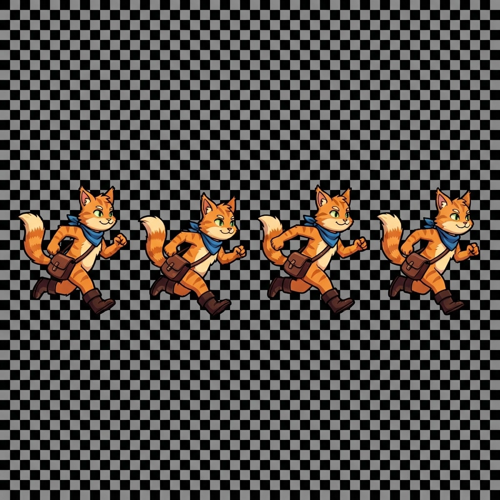 Image: ONE single horizontal row sprite sheet with EXACTL