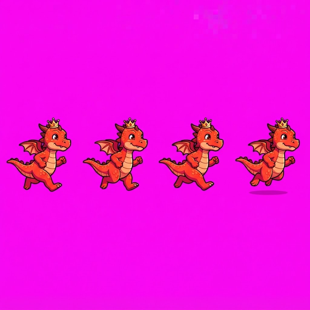 Image: Game sprite sheet on SOLID HOT MAGENTA #FF00FF fla