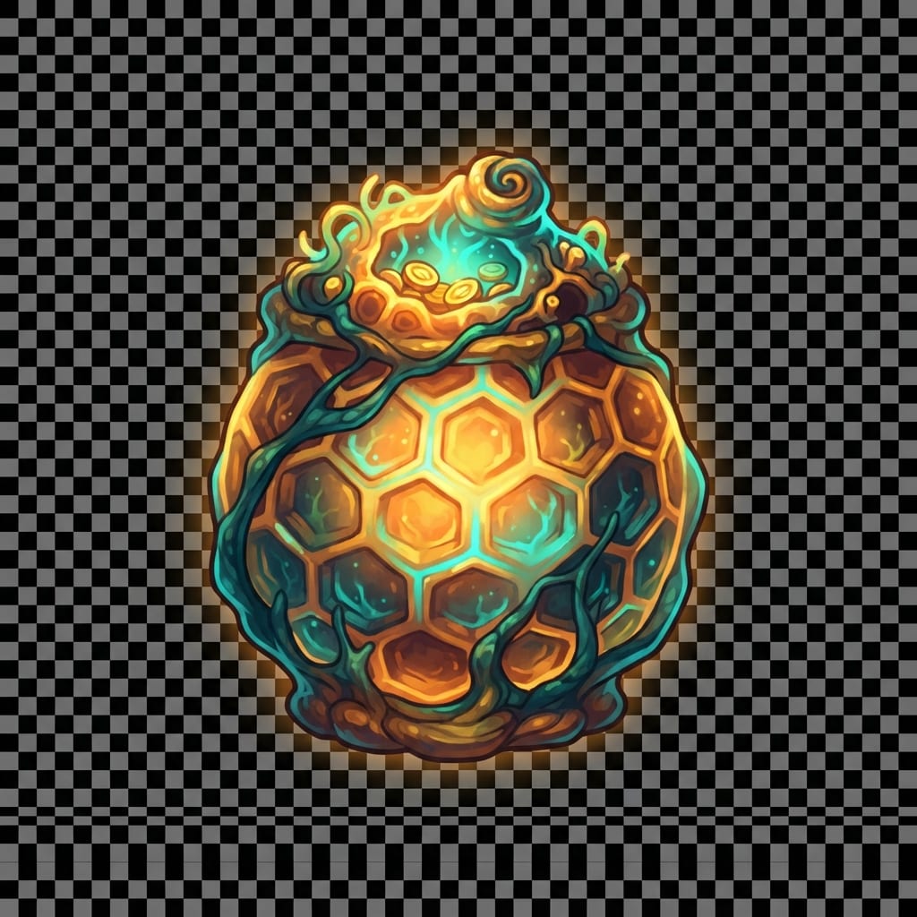 Image: Game prop sprite single object: glowing organic bi