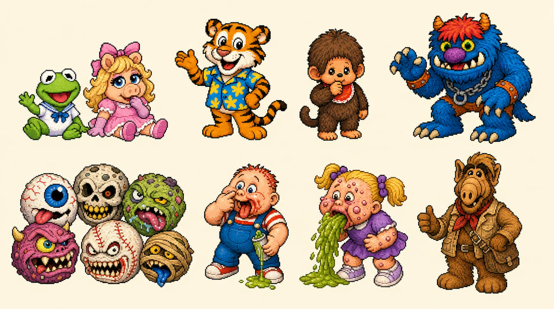 Retro Cartoon Pixel Roster