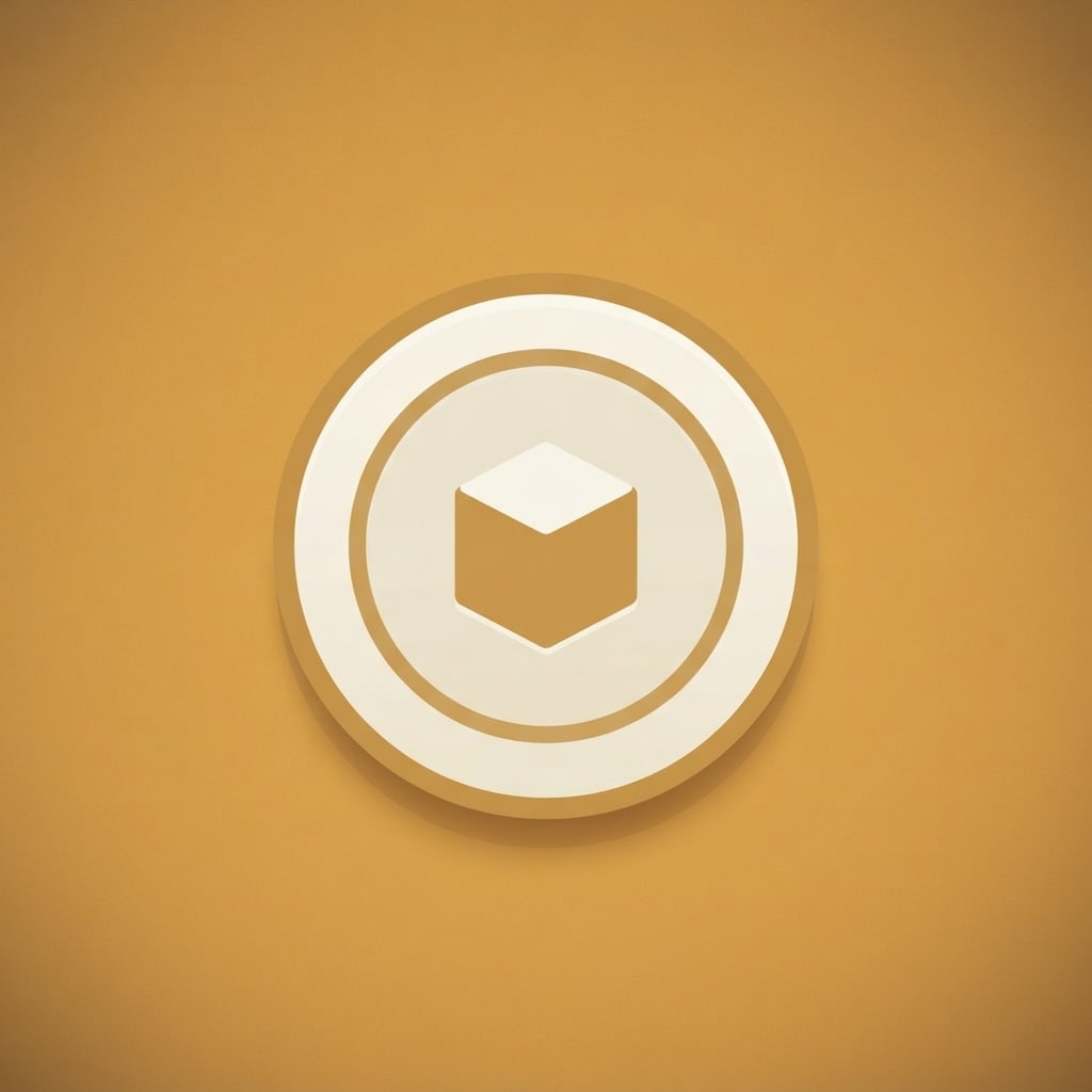 Image: Square game UI icon. Flat matte muted warm amber-o