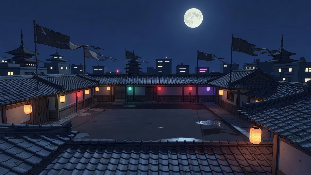 Moonlit Rooftop Training Arena