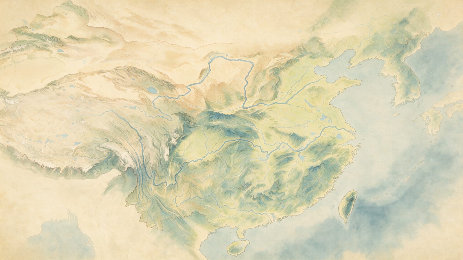 Three Kingdoms Complete Strategy Map - Light Ink-Wash (1 / 2)