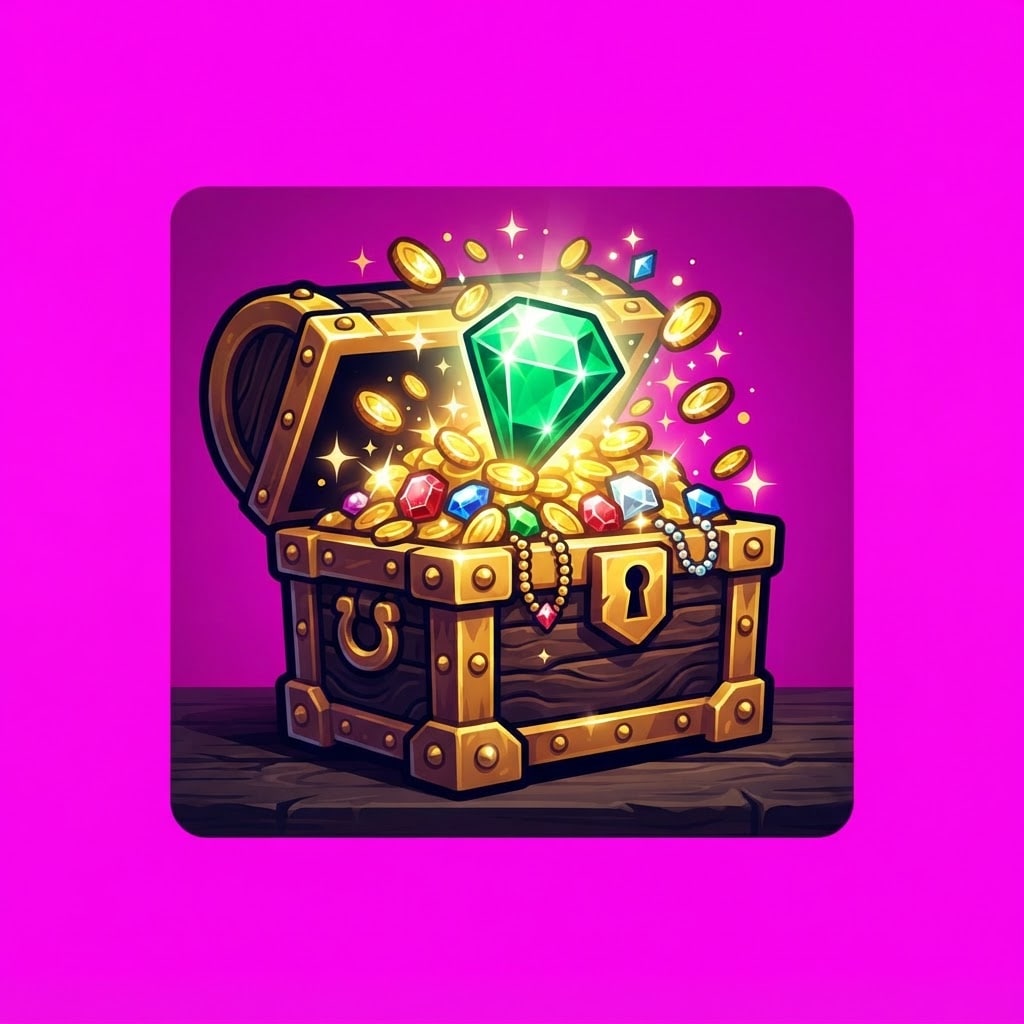 Image: AAA Steam app icon 1024 style: ornate wooden treas