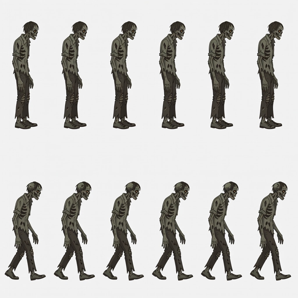 Single Shambling Zombie Sprite Sheet