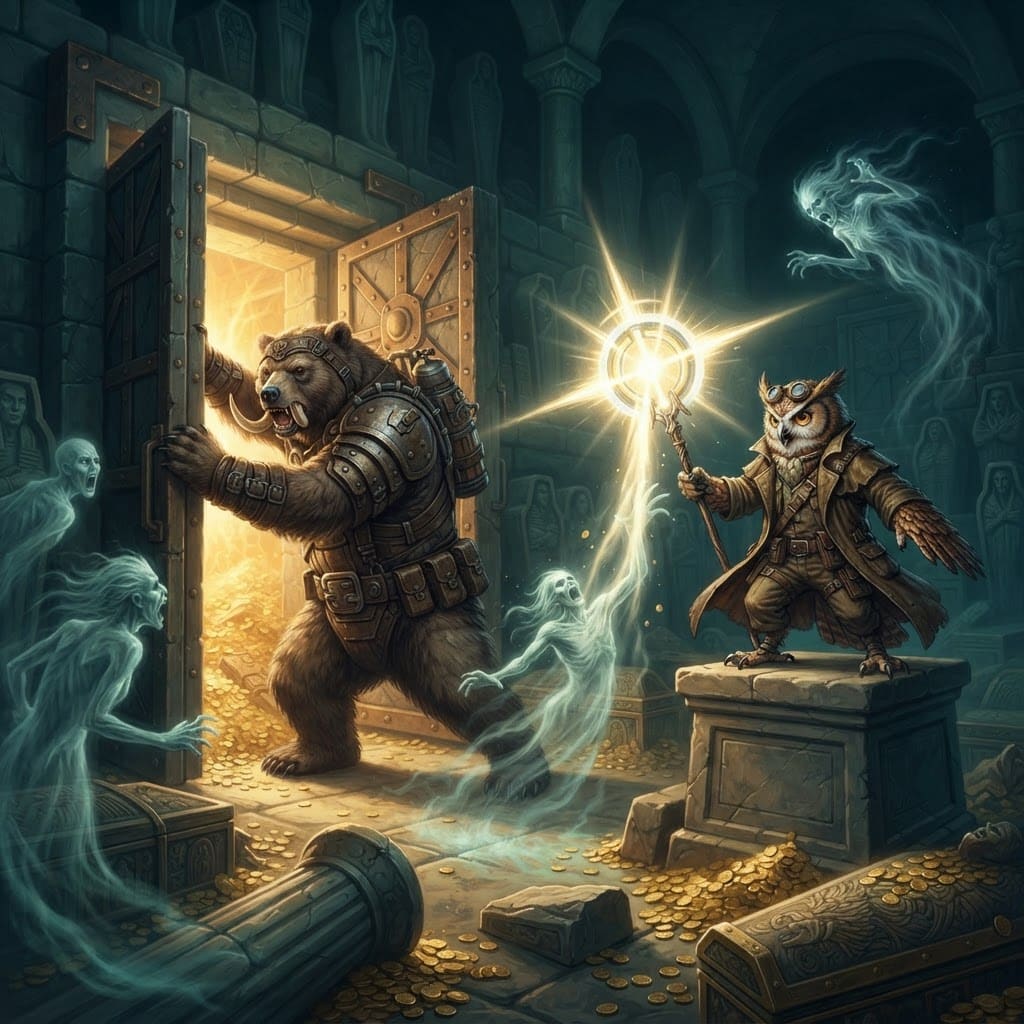 Image: NEW cinematic 16:9 treasure-raid key art in the EX