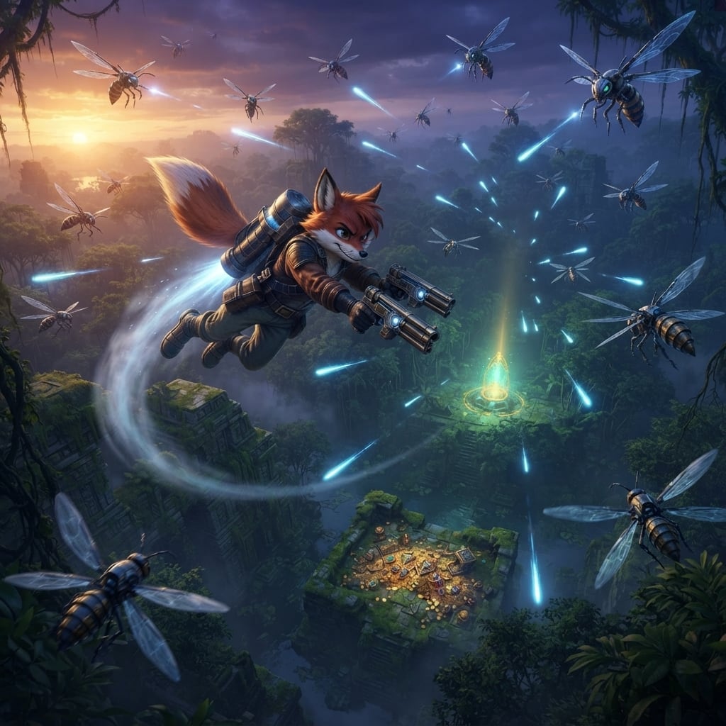 Image: NEW cinematic 16:9 treasure-raid key art in the EX