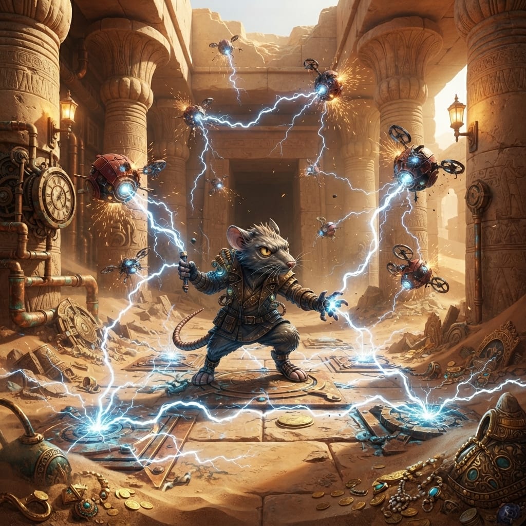 Image: NEW cinematic 16:9 treasure-raid key art in EXACT