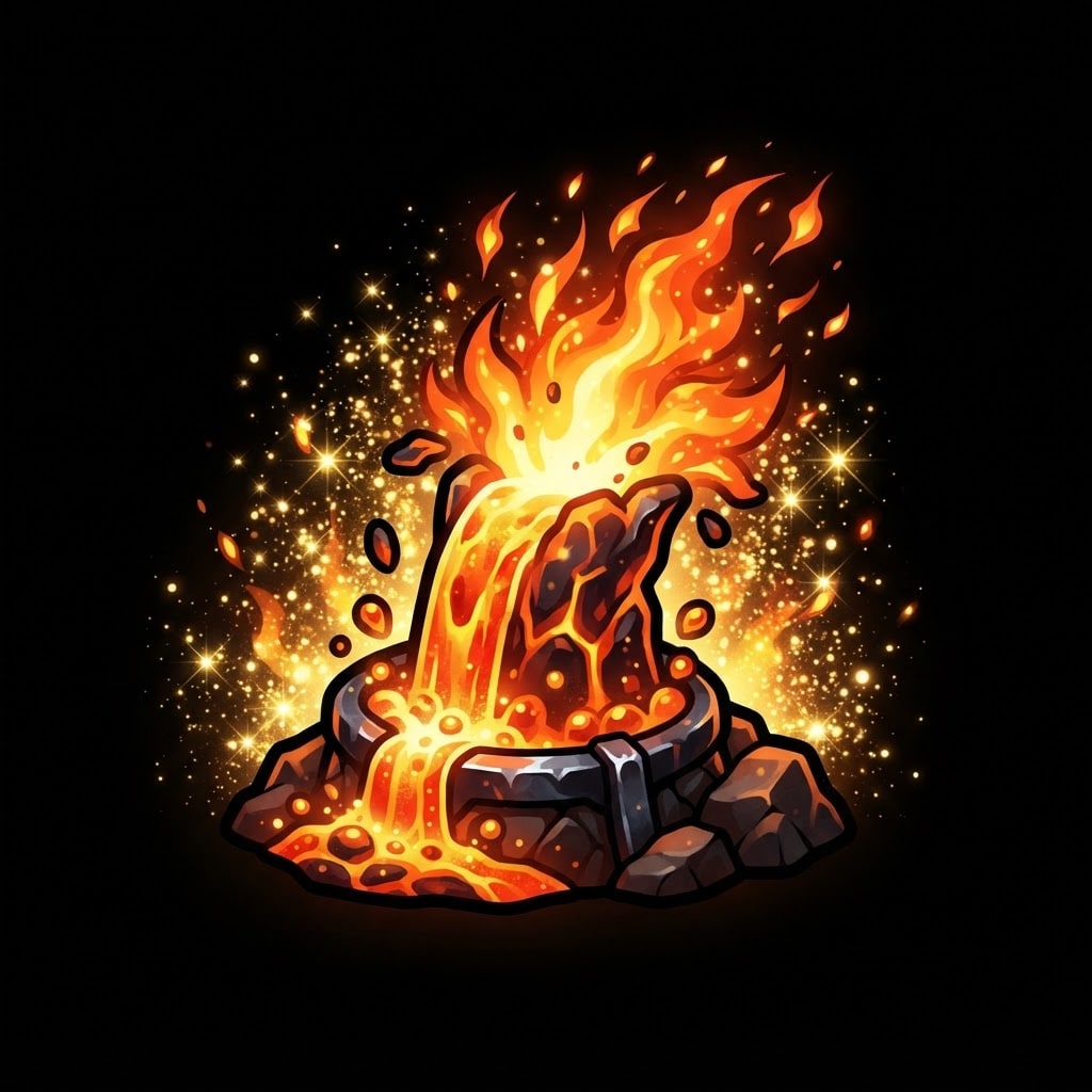 Image: Legendary game inventory icon 1024x1024. Lava jet