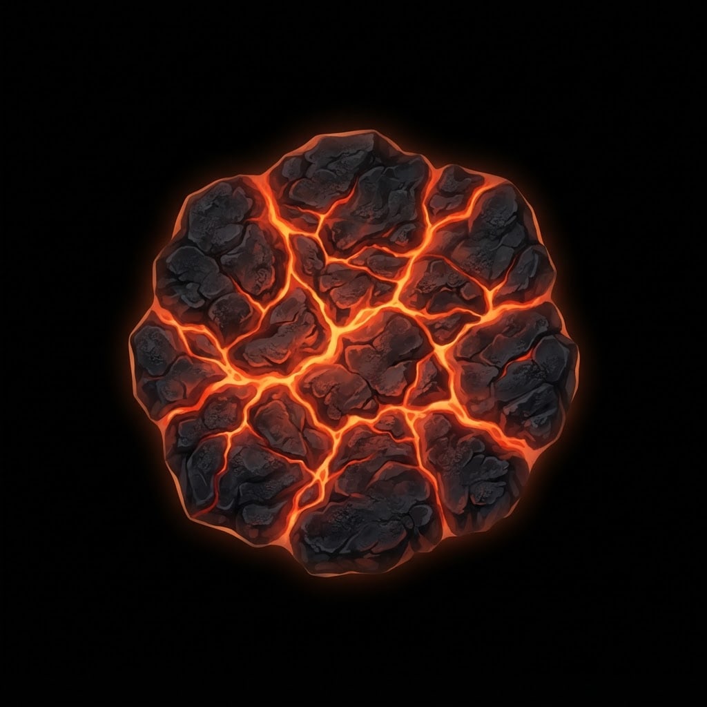 Image: Game prop icon Style B Premium: top-down magma hea