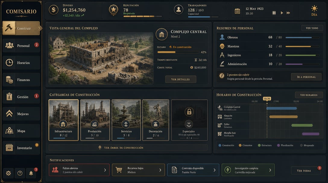 Comisario Tycoon Management UI Concept