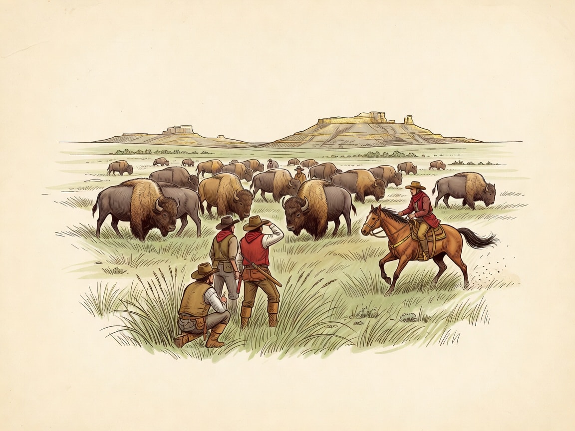 The Long Trail - Bison Hunt Card Art