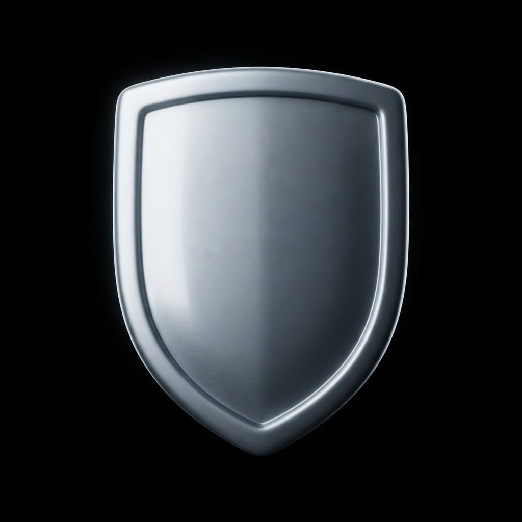 Image: A single polished silver shield icon for a game HU
