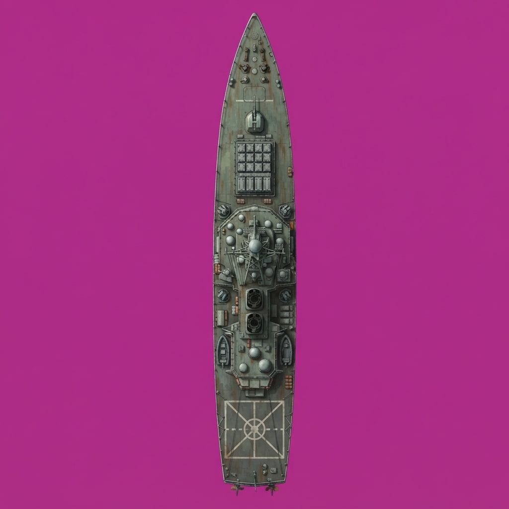 Image: Top-down plan view game sprite of an anti-air miss