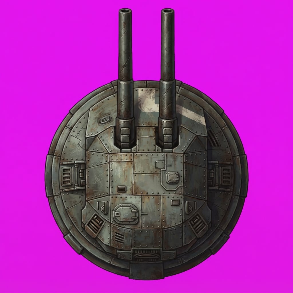 Image: Top-down plan view game sprite of a colossal naval