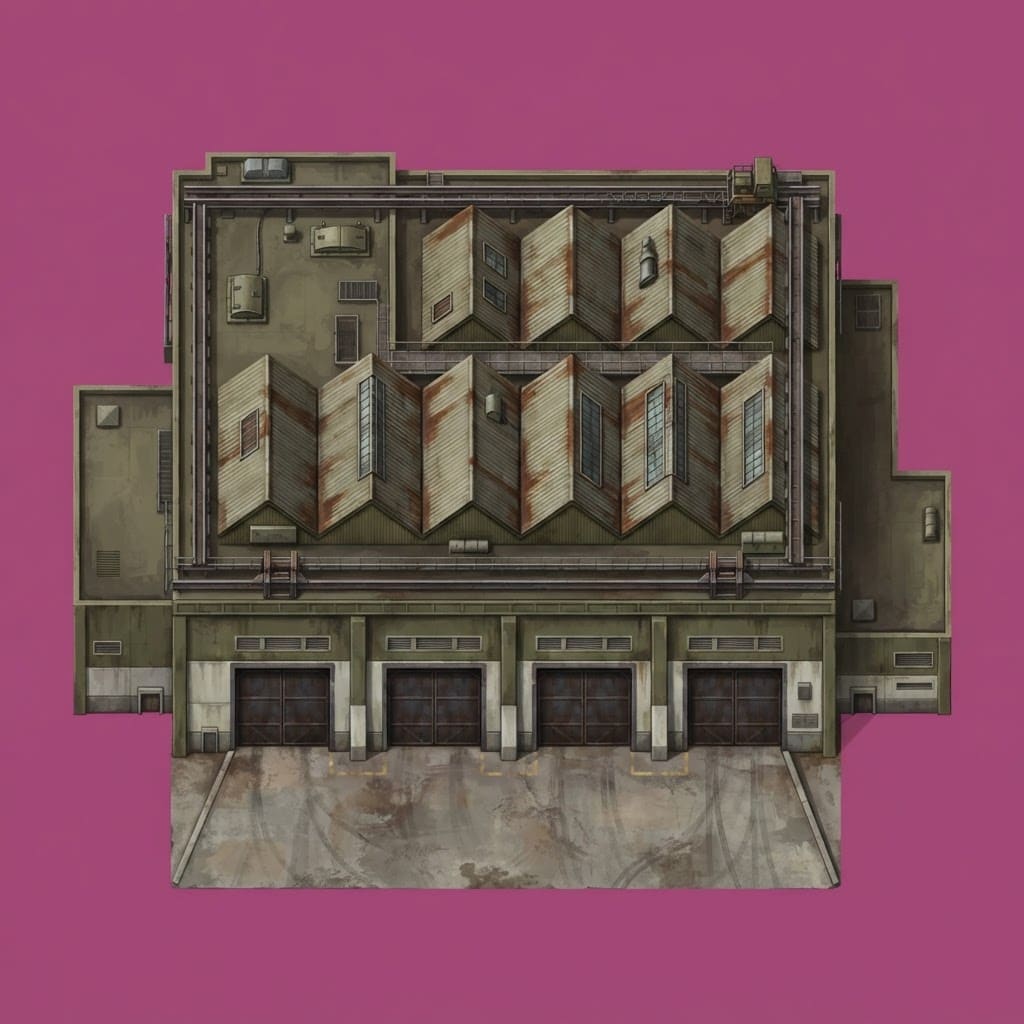 Image: Top-down plan view game sprite of a military vehic