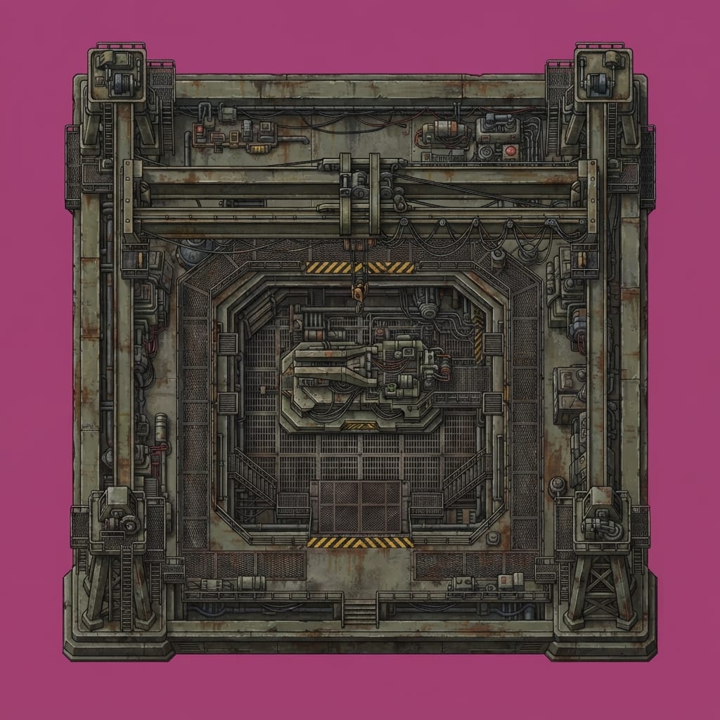Image: Top-down plan view game sprite of an experimental