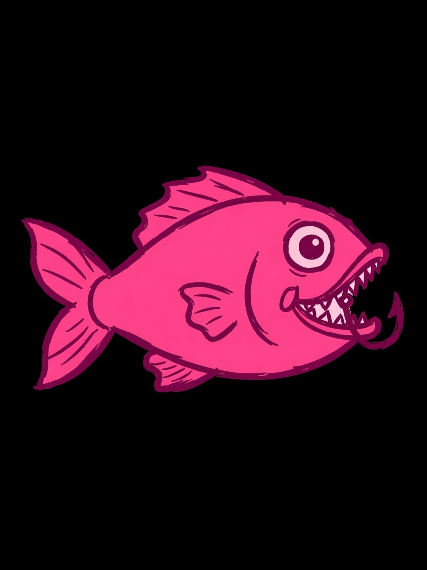 Fish Player - Hot Pink Hand-Drawn (2 / 2)