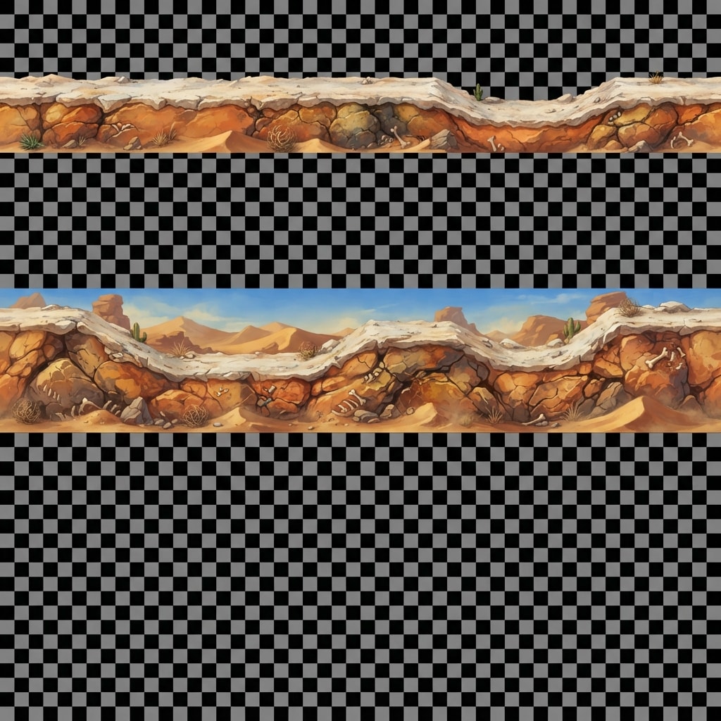Image: 2D game platform terrain strip, seamless horizonta