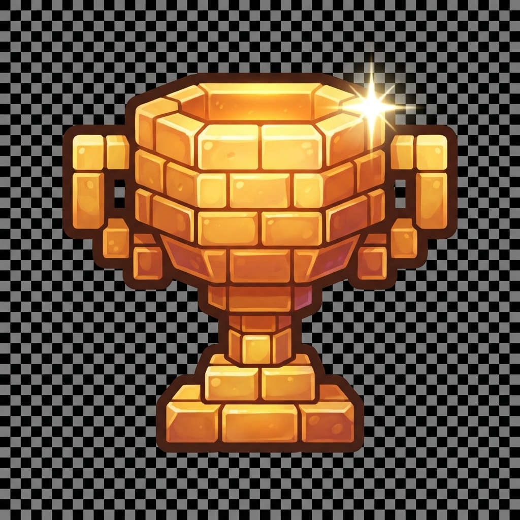 Image: A single game UI icon: a trophy cup built entirely