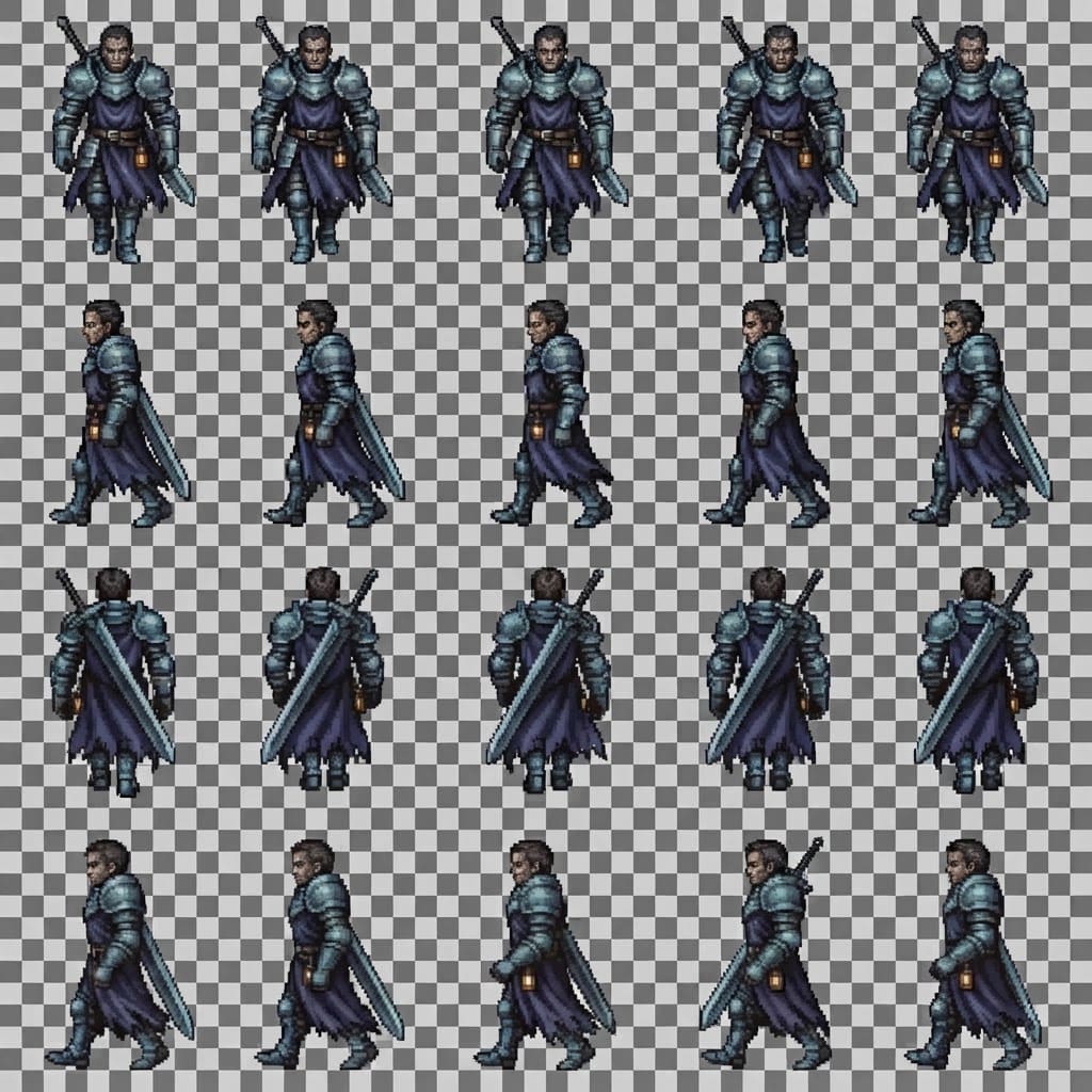 Image: Redraw this exact pixel-art sprite sheet, keeping