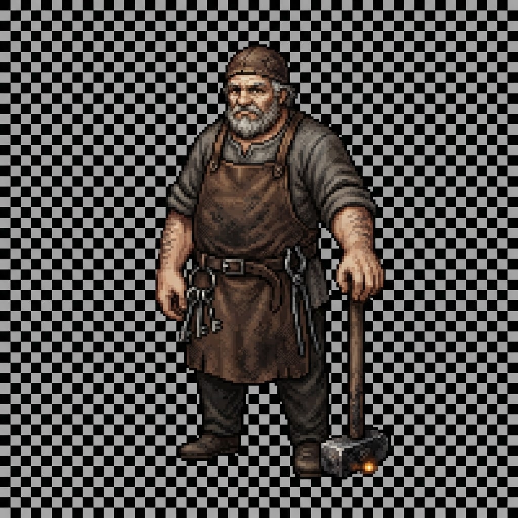 Image: A single standing character sprite for an HD-2D to