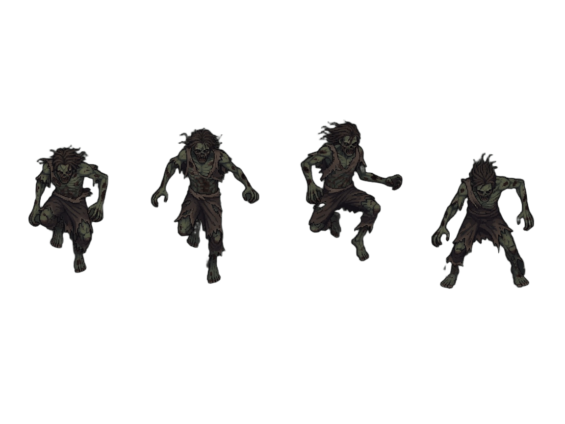Zombie Enemy Jump Sprite Sheet (Top-Down Dark-Fantasy)
