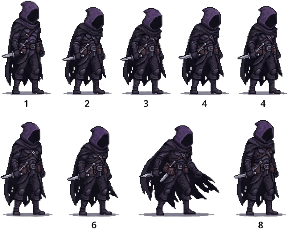 Shadow Rogue Idle Sprite Sheet 8-Frame (4 / 4)