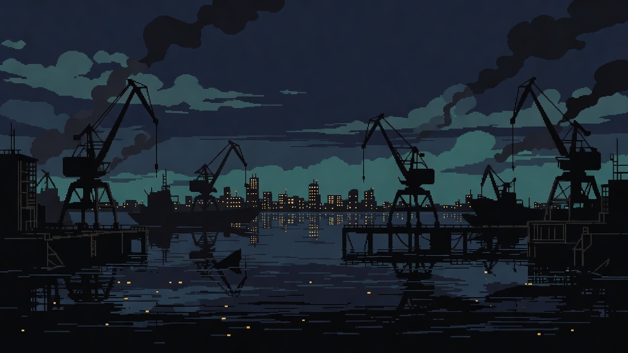 Midnight Flooded Dock Background