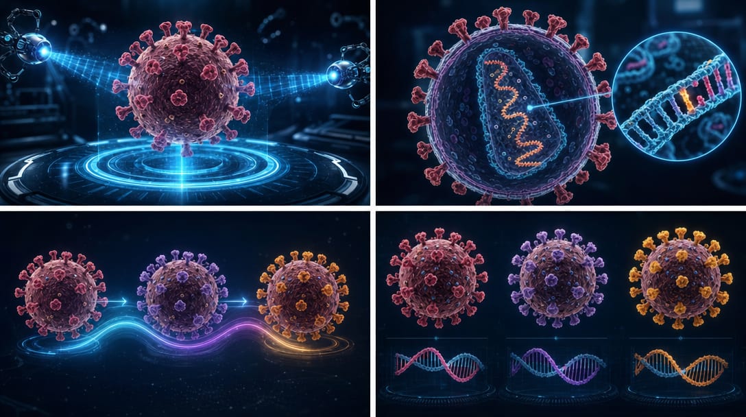30-Second Nanotech HIV Mutation Animation Keyframes (1 / 4)