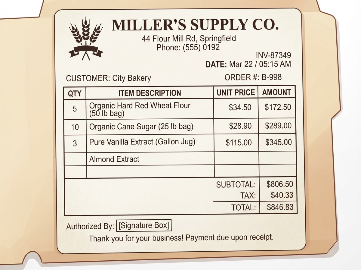 Evidence: Ingredient Receipt