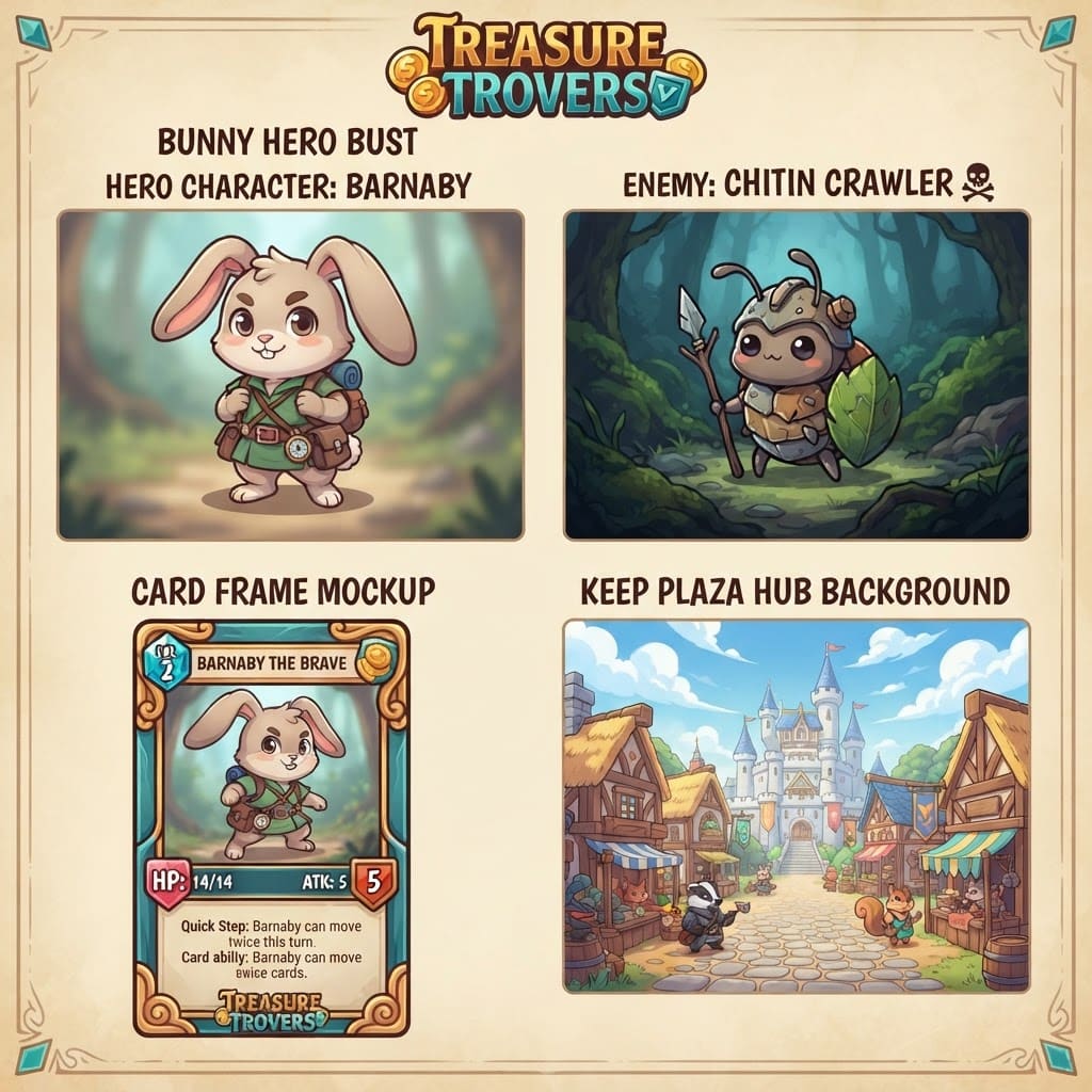 Image: Treasure Trovers animal hero card game style refer