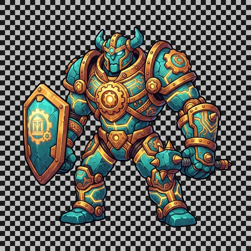 Image: Card game enemy: Vault Guard armored stone golem w