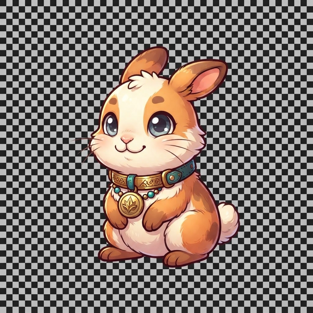 Image: Cute cartoon pocket hopper pet rabbit companion fo